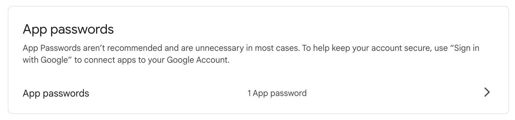App Passwords Section