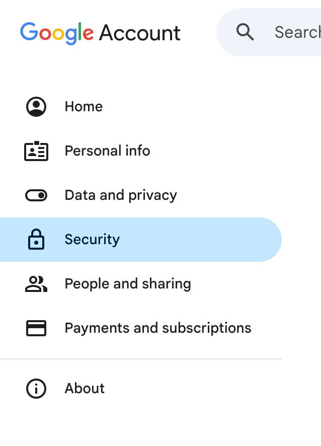 Google Account Security Tab